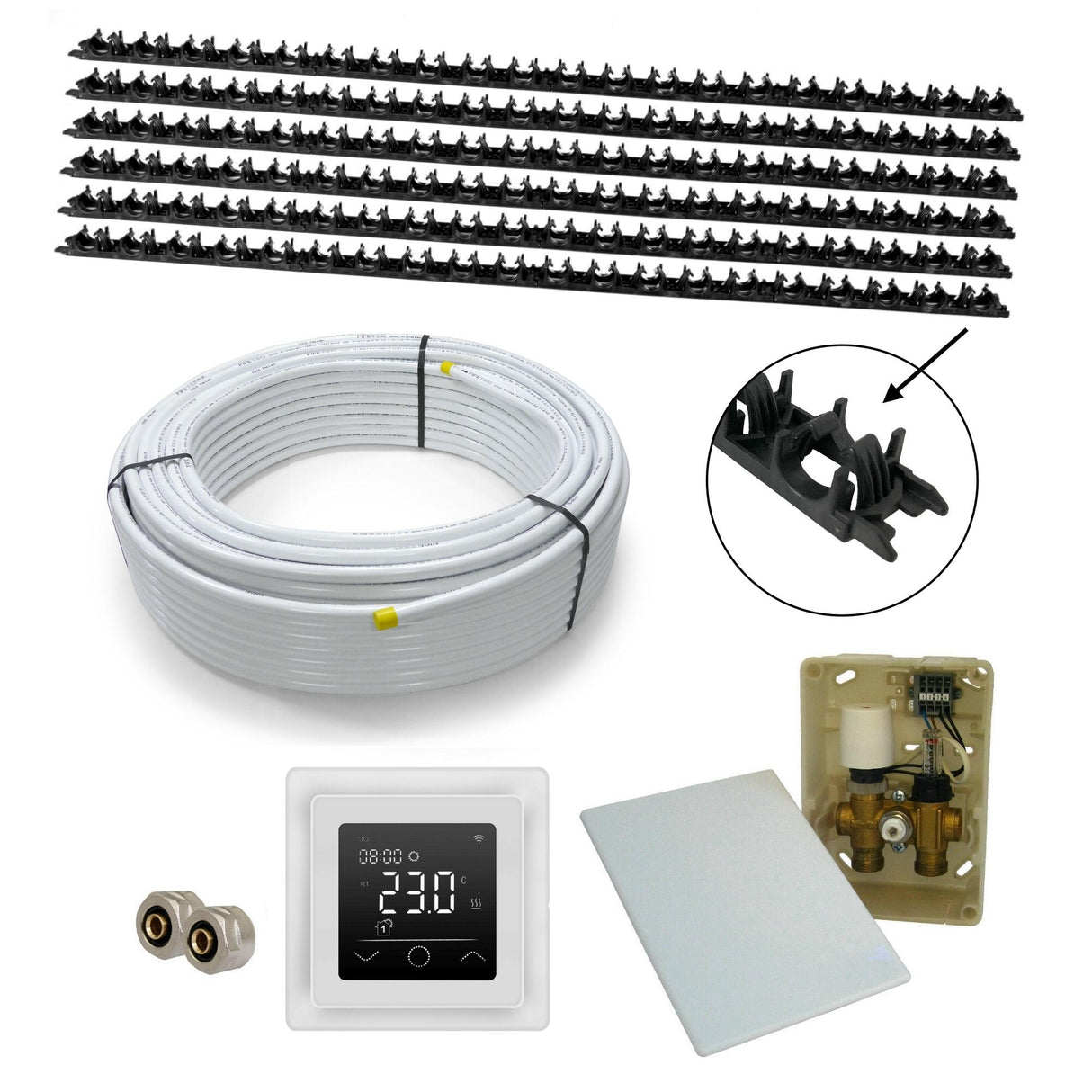 CLAMP Warmwasser Flächenheizung Komplettset E-Regelbox Mobile