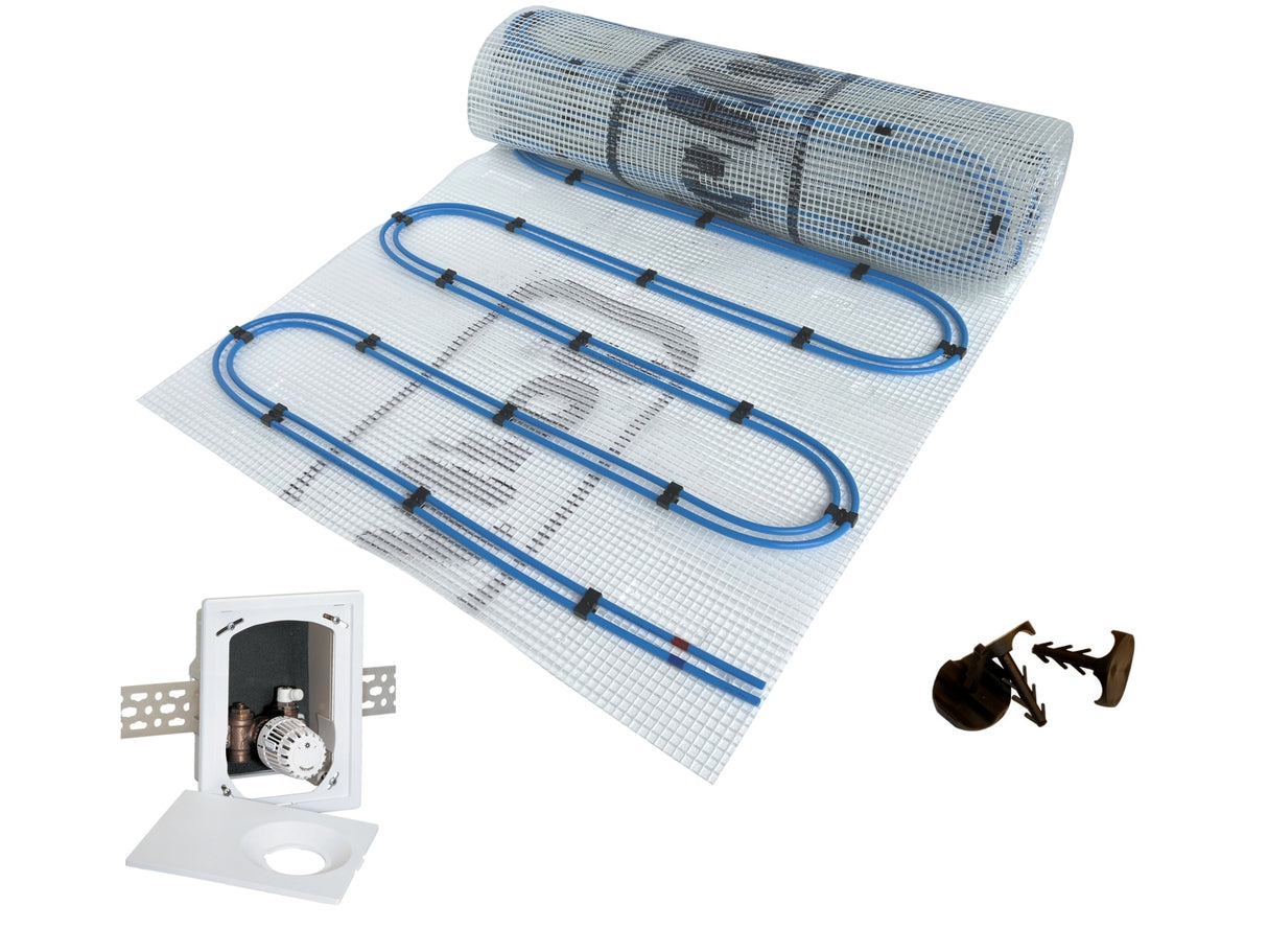 Fußbodenheizung Wasser Set Duo mit Doppelrohr Heizmatte und Multibox RTL
