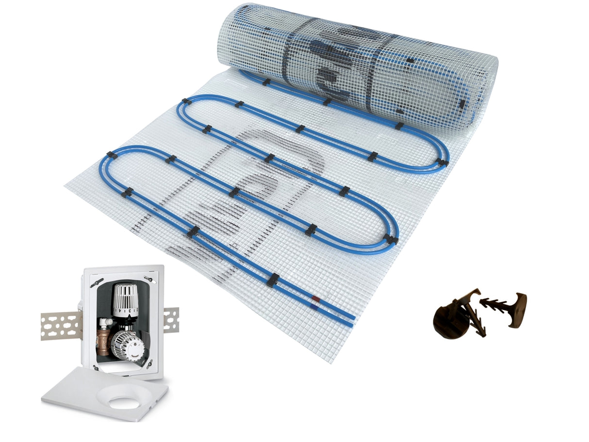 Fußbodenheizung Wasser Set Duo mit Doppelrohr Heizmatte und Multibox K-RTL
