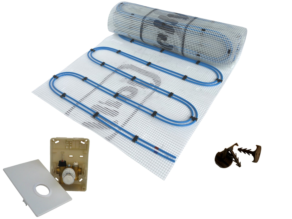 Fußbodenheizung Wasser Set mit Doppelrohr Heizmatte und Regelbox SI-RTL