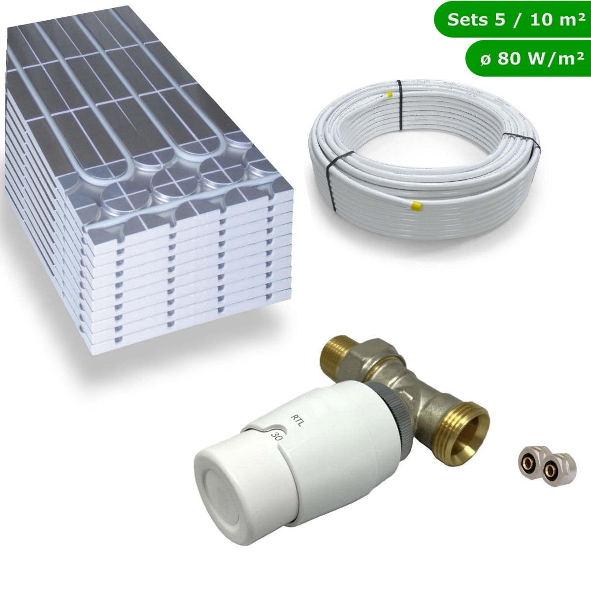 DRY Warmwasser Trocken Fußbodenheizung Komplettset RTL