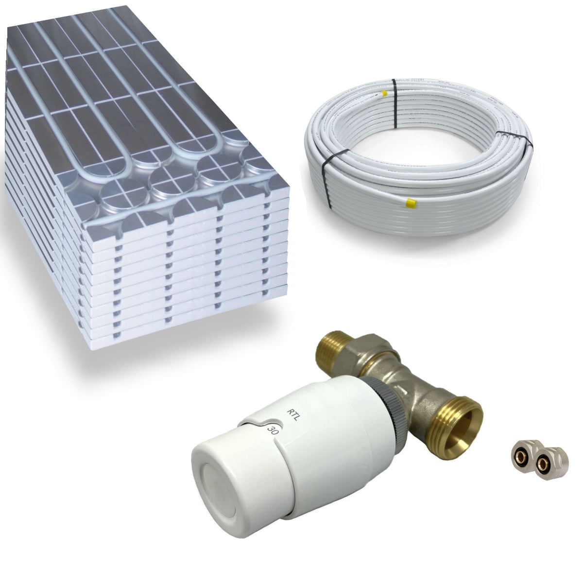 DRY Warmwasser Trocken Fußbodenheizung Komplettset RTL