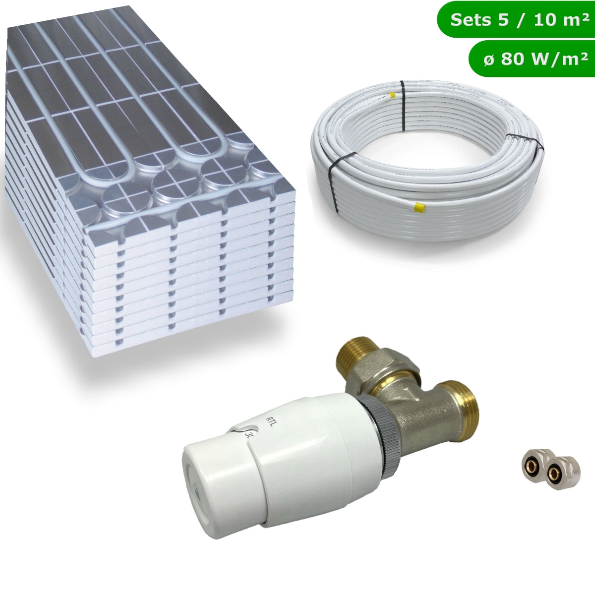 DRY Warmwasser Trocken Fußbodenheizung Komplettset RTL Eck