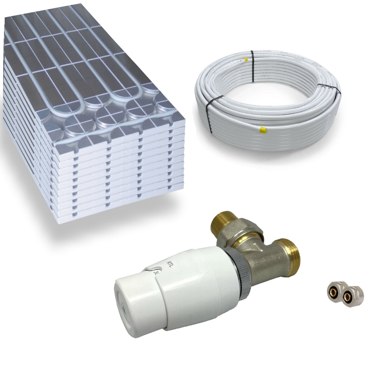 DRY Warmwasser Trocken Fußbodenheizung Komplettset RTL Eck