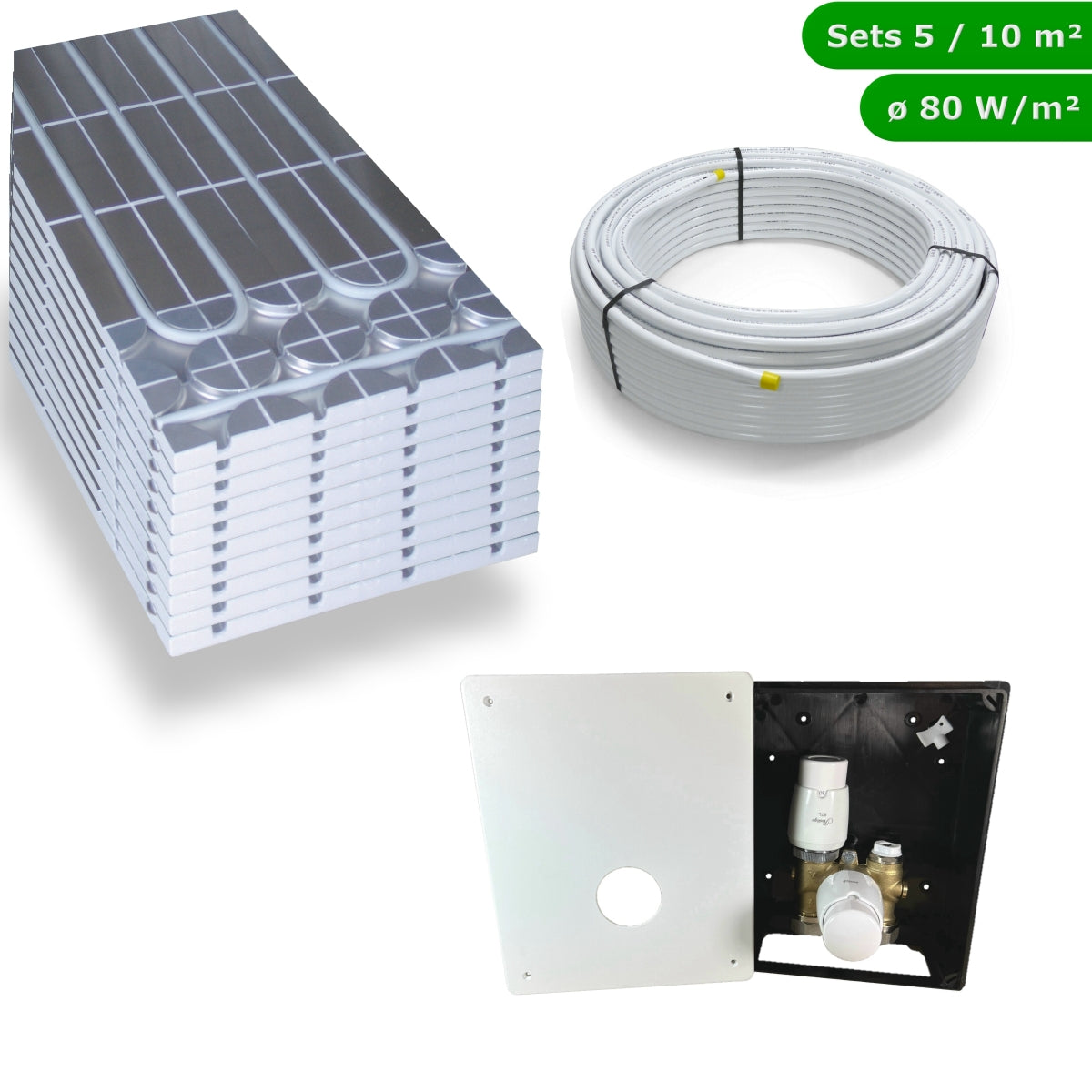 DRY Warmwasser Trocken Fußbodenheizung Komplettset TH-RTL Regelbox