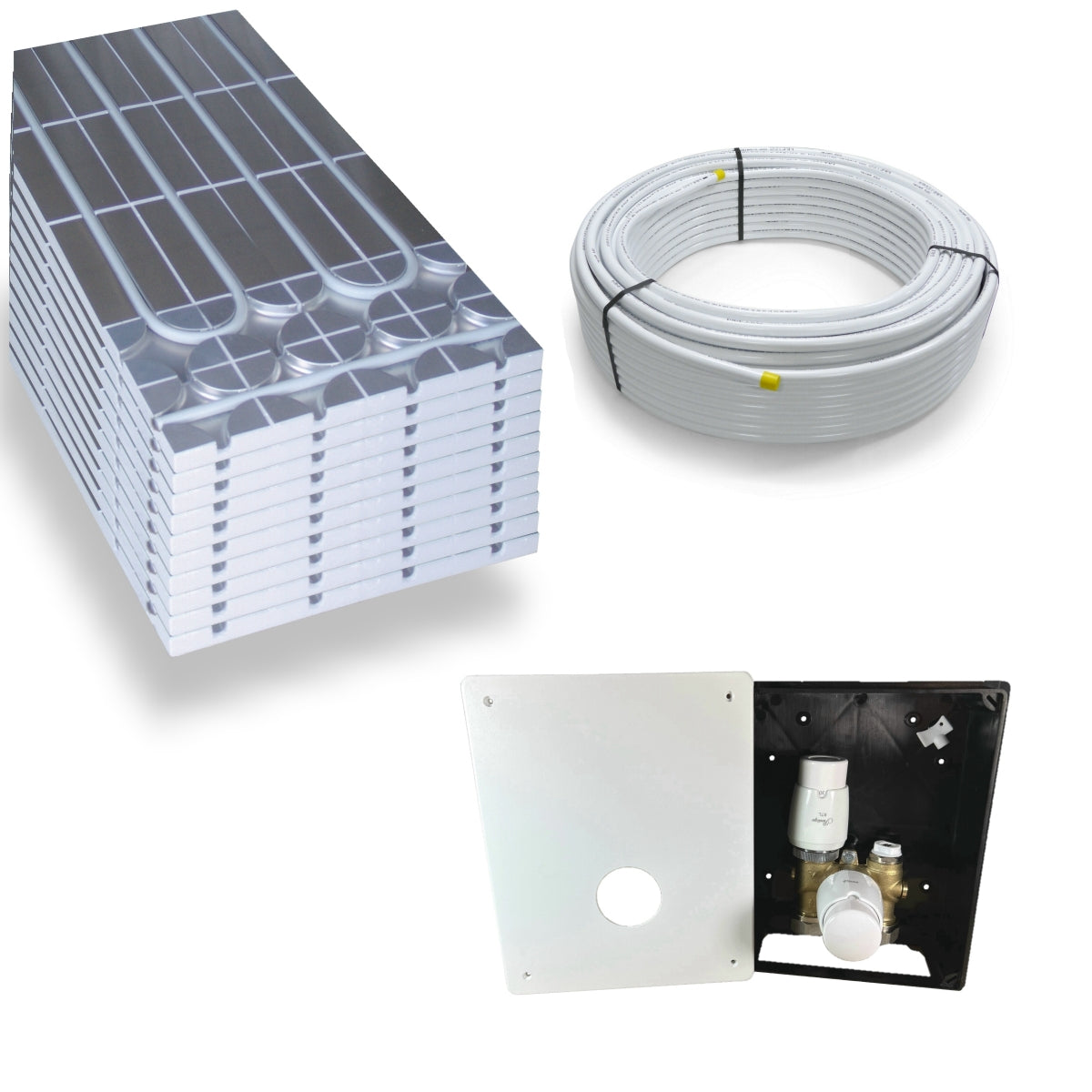 DRY Warmwasser Trocken Fußbodenheizung Komplettset TH-RTL Regelbox