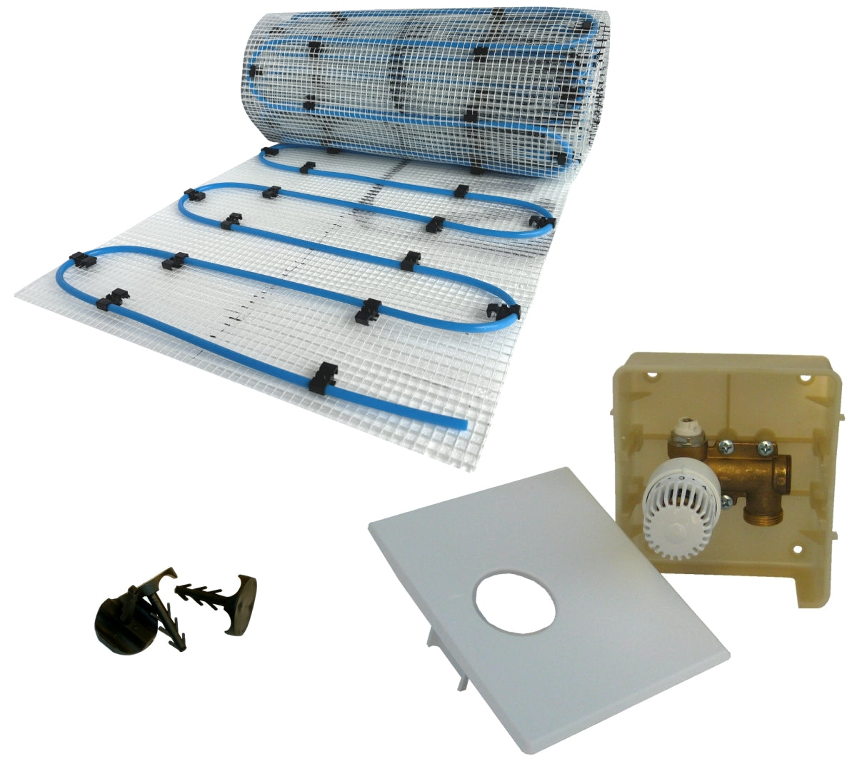 Fußbodenheizung Wasser Set mit Einrohr Heizmatte und Regelbox RTL