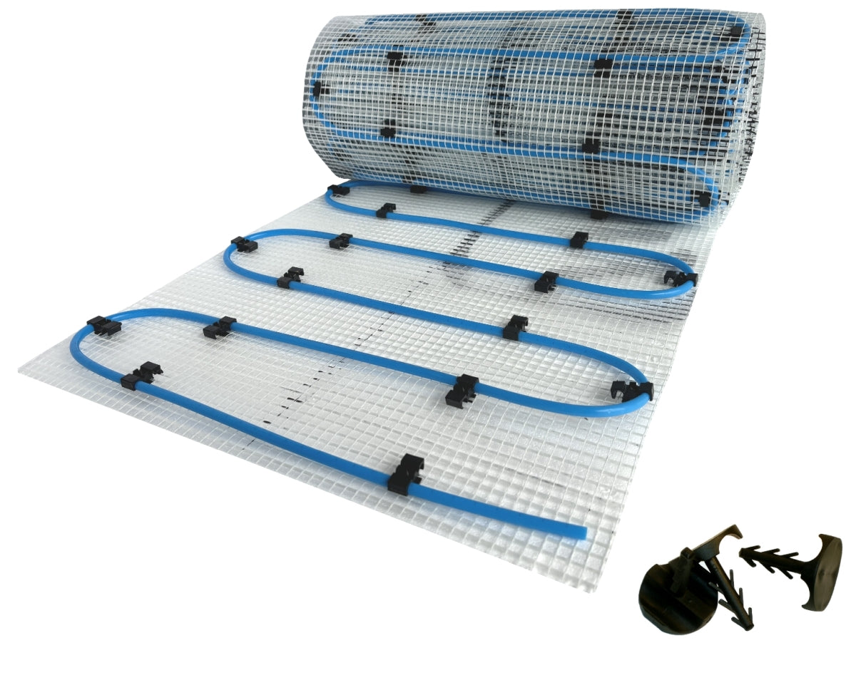 Fußbodenheizung Wasser Set mit Einrohr Heizmatte und Anschlußteilen