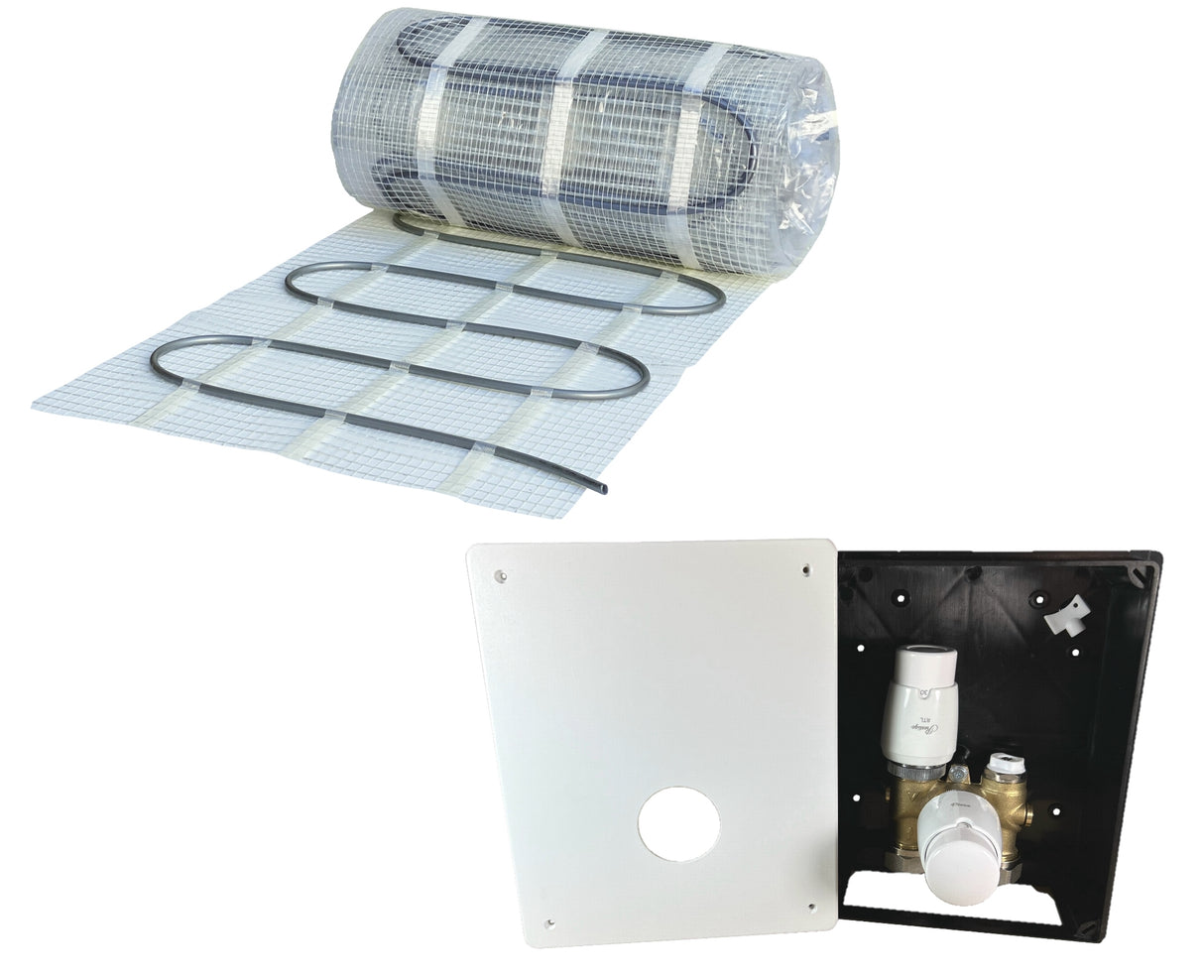 Fußbodenheizung Wasser Set mit Einrohr Heizmatte und TH-RTL Regelbox