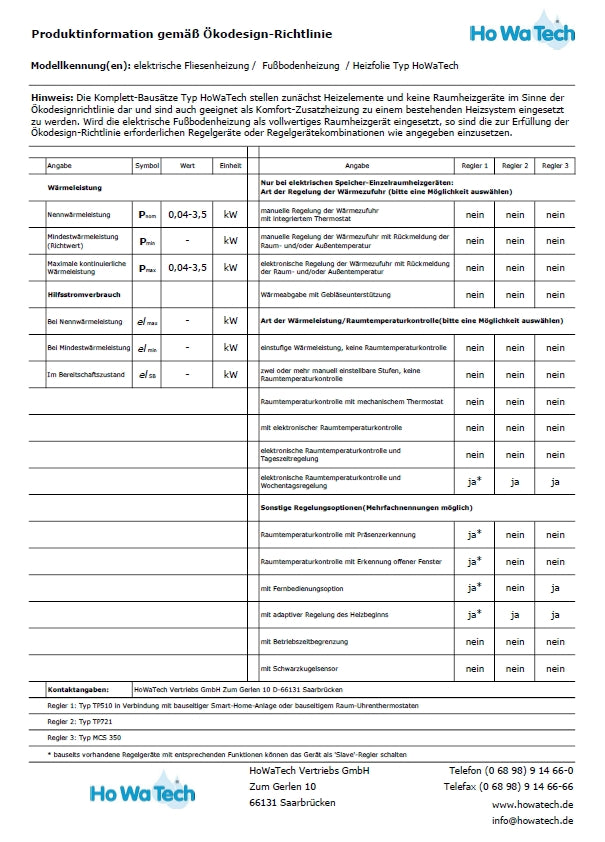 Fußbodenheizung Elektrisch Lux | Heizfolie 80 W/m² Laminat Parkett Vinyl
