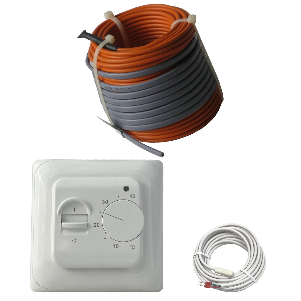 Fußbodenheizung Elektrisch Set Profi | Heizdraht 12 W/m auf Rolle und Regler Standard