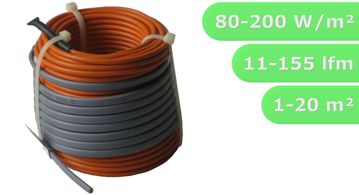 Fußbodenheizung Elektrisch Set Profi | Heizdraht 12 W/m auf Rolle und Regler Standard