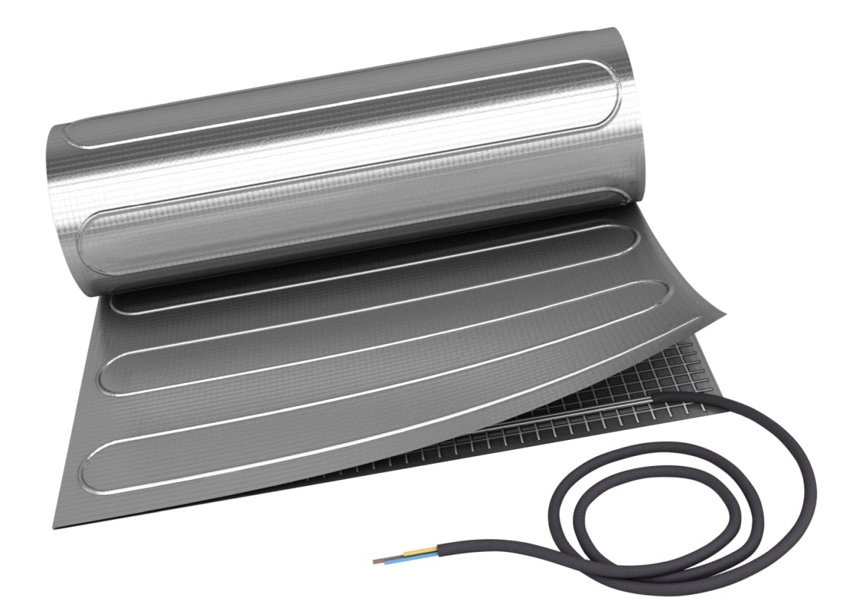 Fußbodenheizung Elektrisch Set ALU | Heizmatte 80 W/m² Laminat Parkett Vinyl | Touch Thermostat