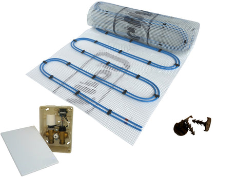 Fußbodenheizung Wasser Set Duo Doppelrohr Heizmatte und E-Regelbox