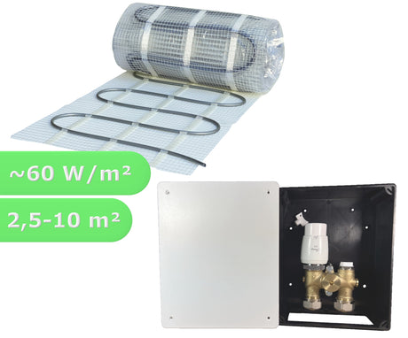 Fußbodenheizung Wasser Set mit Einrohr Heizmatte und G-RTL Regelbox
