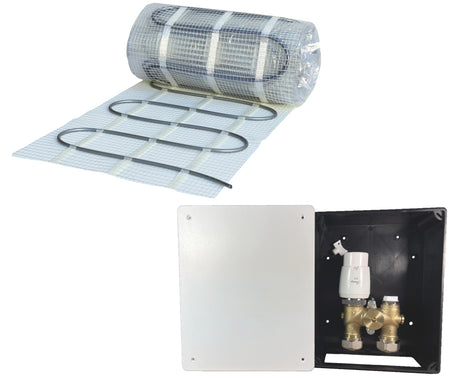 Fußbodenheizung Wasser Set mit Einrohr Heizmatte und G-RTL Regelbox