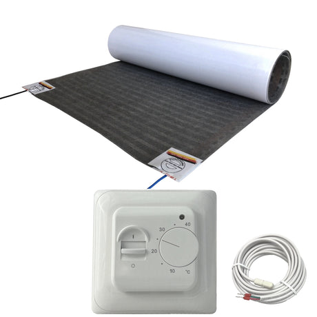 Fußbodenheizung Elektrisch Set Lux | Heizfolie 80 W/m² | Thermostat Standard