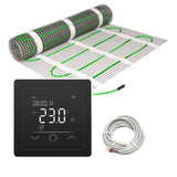 Fußbodenheizung Elektrisch Set Classic | TWIN Bodenheizung Heizmatte 150 W/m² | Thermostat Touch schwarz