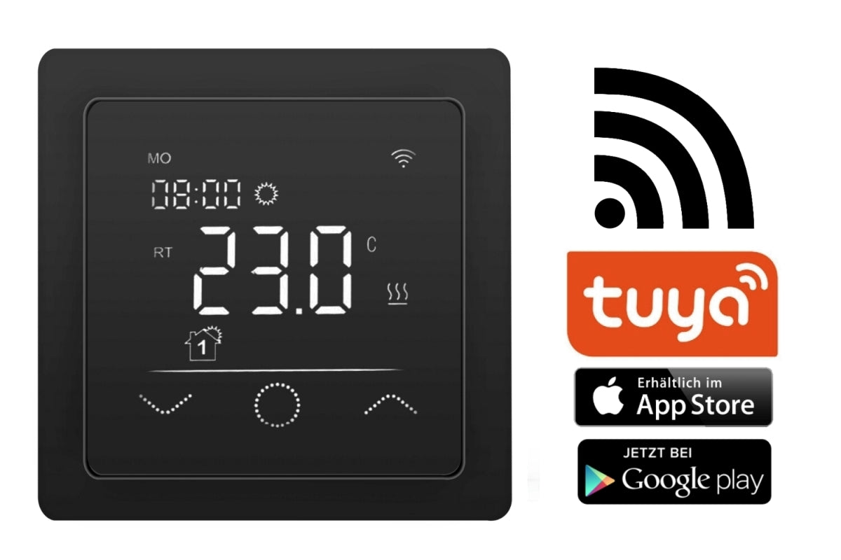 Fußbodenheizung Elektrisch Set ALU | Heizmatte 150 W/m² Laminat Parkett Vinyl | Thermostat WiFi Touch